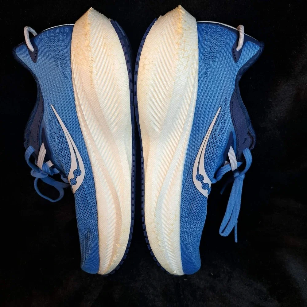Saucony Triumph 21 Women's Road Running Shoes Size 7.5 Blue White Lace Up NOSOLE